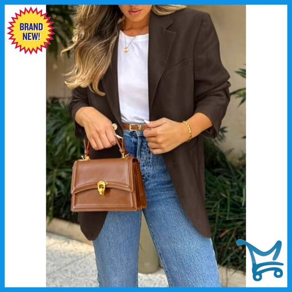 Women's Business Casual Blazer Long Sleeve Lapel Open Front Pockets - Picture 2 of 7